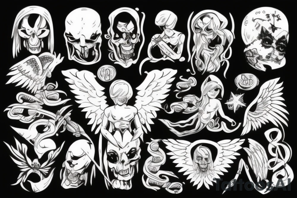 an angel fighting a demon tattoo idea