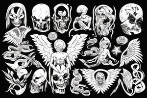 an angel fighting a demon tattoo idea