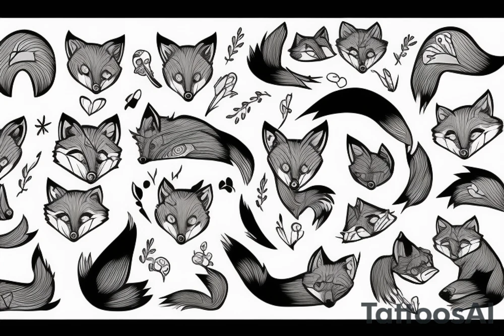 Red fox in a funny costume tattoo idea