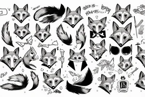 Red fox in a funny costume tattoo idea