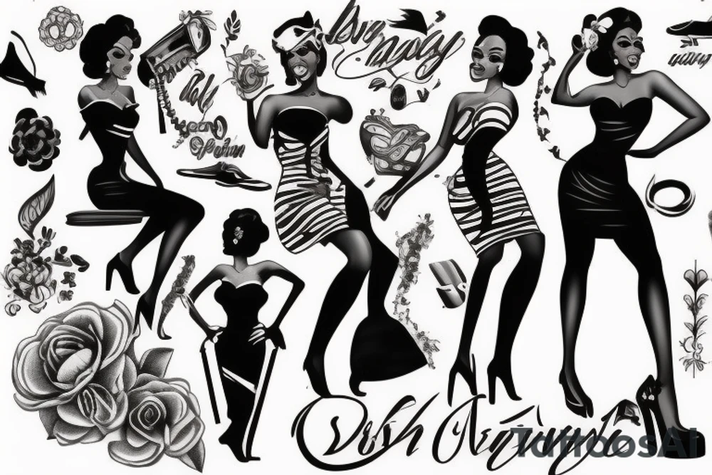 traditional style pin up girl african american inspired tattoo idea