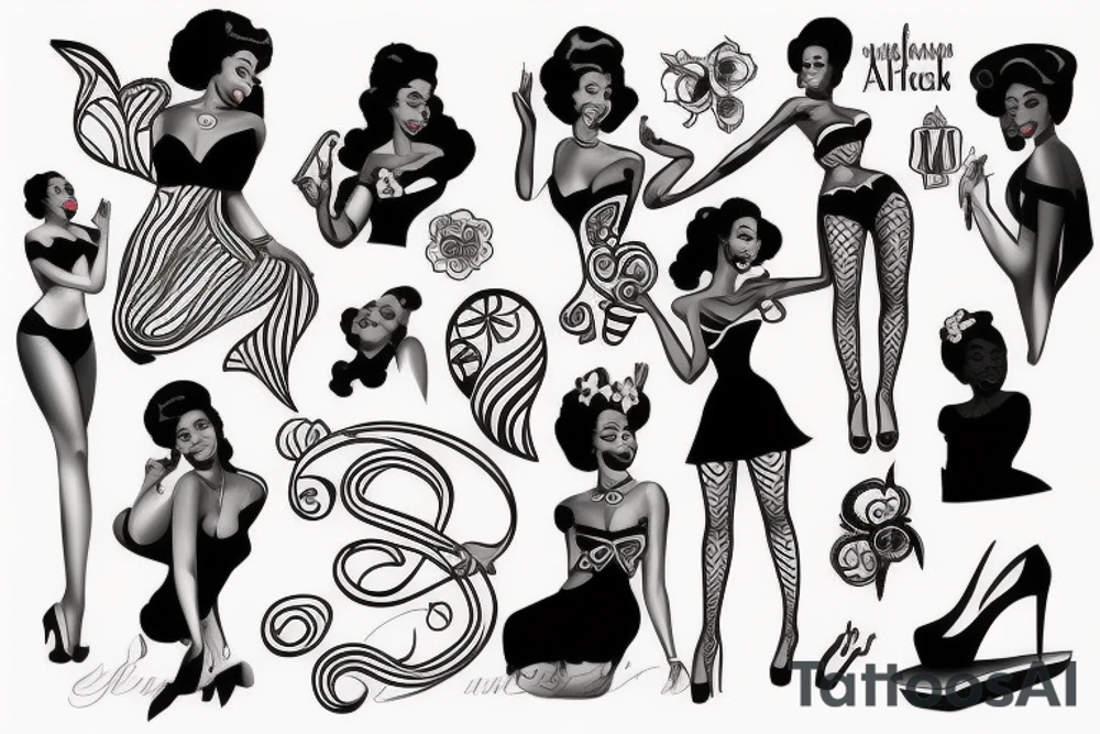 traditional style pin up girl african american inspired tattoo idea