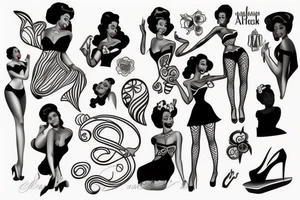 traditional style pin up girl african american inspired tattoo idea