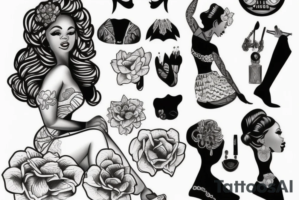 traditional style pin up girl african american inspired tattoo idea