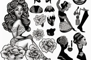 traditional style pin up girl african american inspired tattoo idea