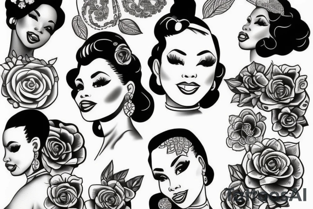 traditional style pin up girl african american inspired tattoo idea