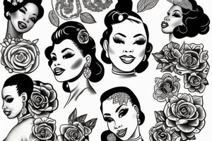 traditional style pin up girl african american inspired tattoo idea