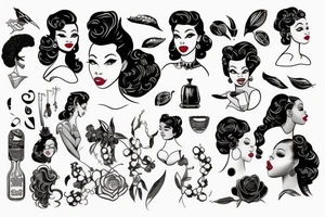 traditional style pin up girl african american inspired natural hair tattoo idea