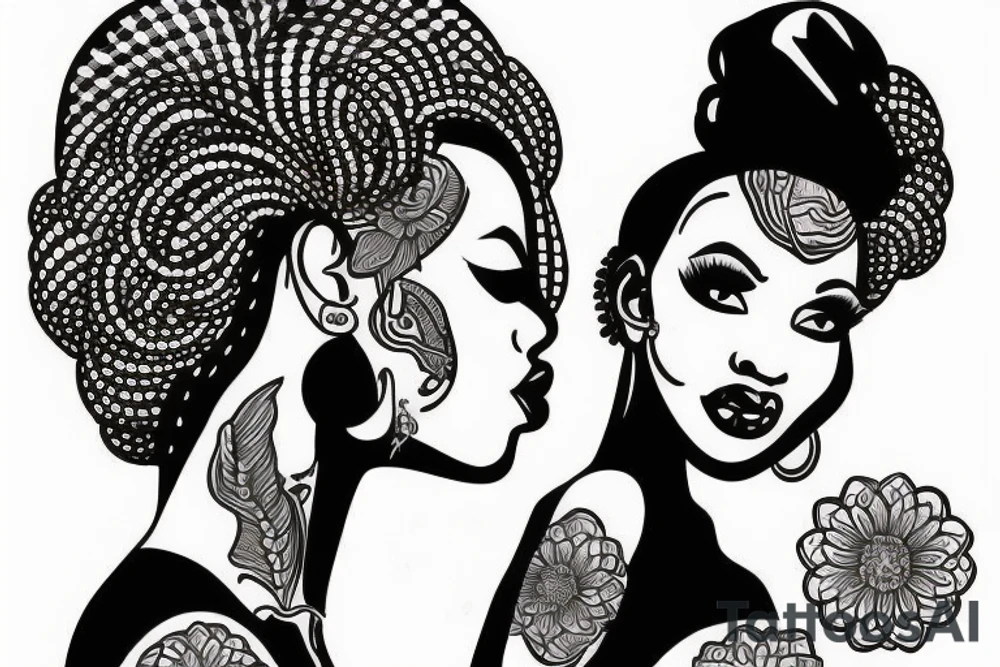 traditional style pin up girl african american inspired natural hair tattoo idea