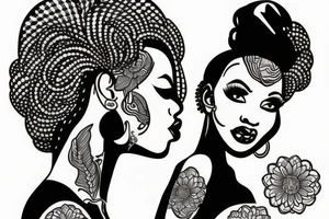 traditional style pin up girl african american inspired natural hair tattoo idea