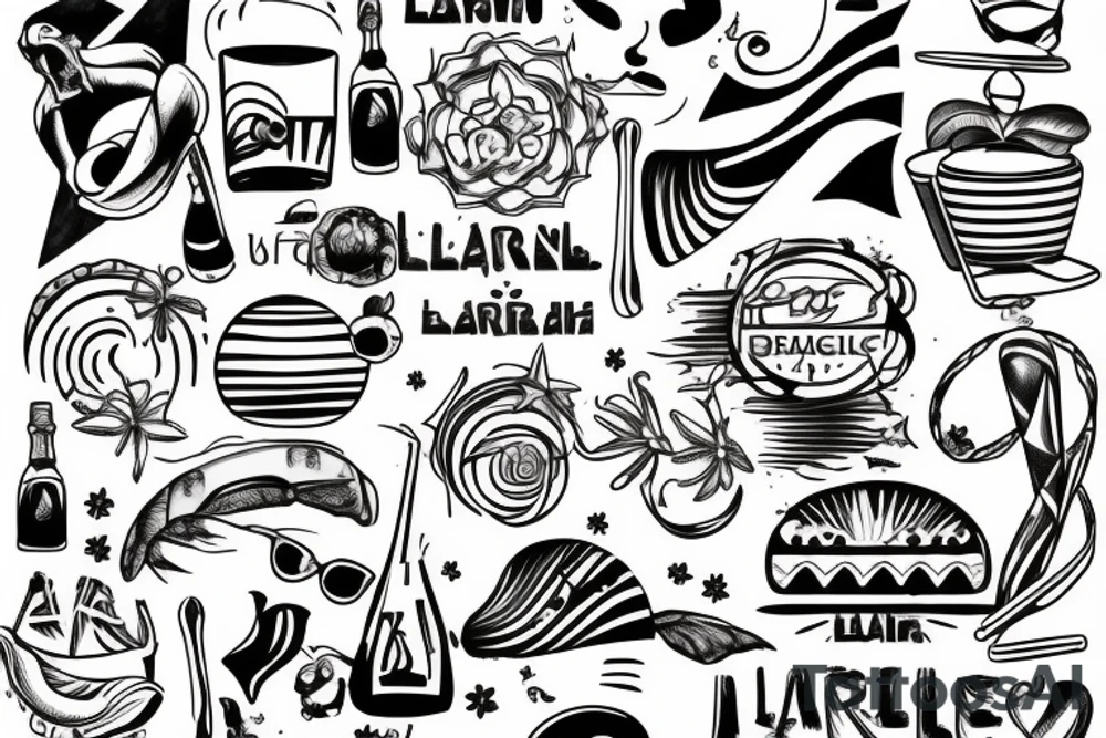 A lineal beach bar on a sunny beach tattoo idea
