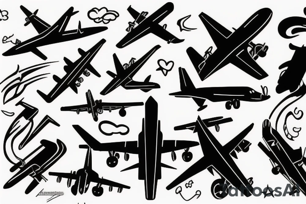 silhouette of a plane from below tattoo idea
