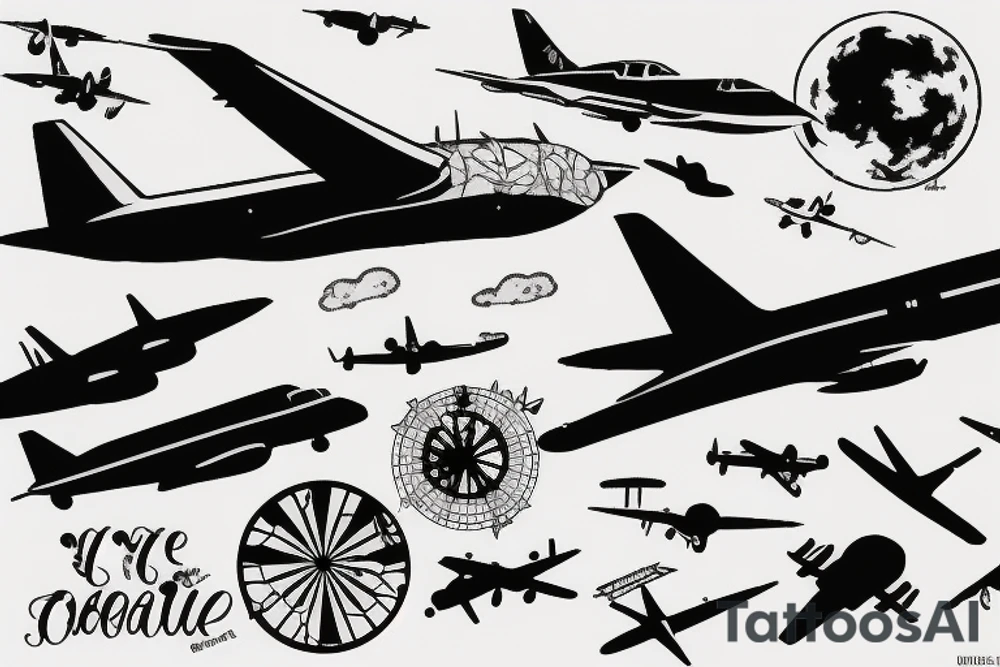 silhouette of a plane from below tattoo idea