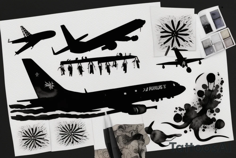 silhouette of a plane from below tattoo idea