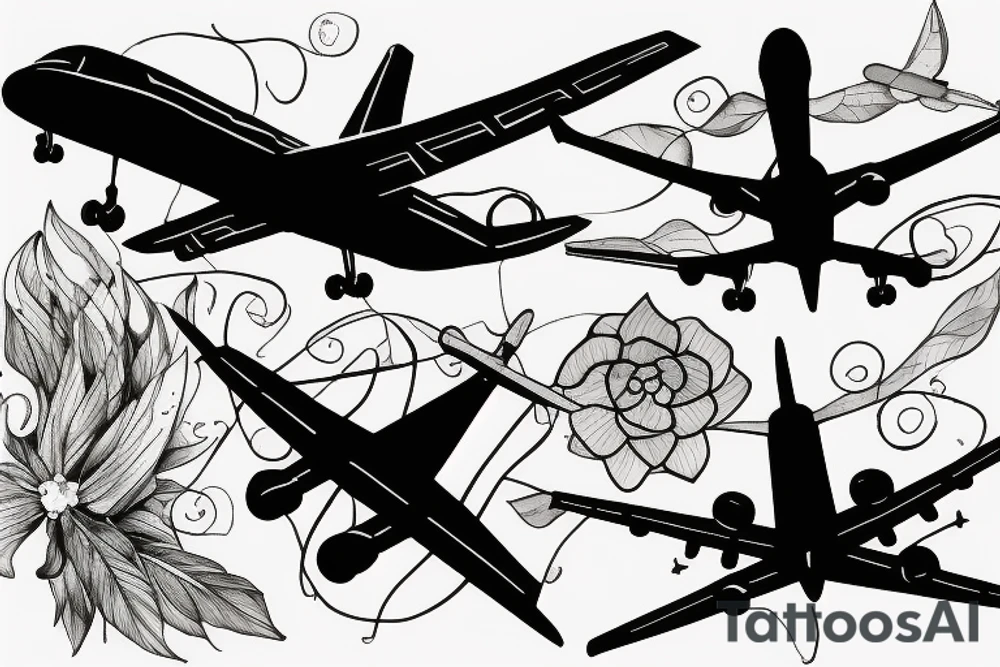 silhouette of a plane from below tattoo idea