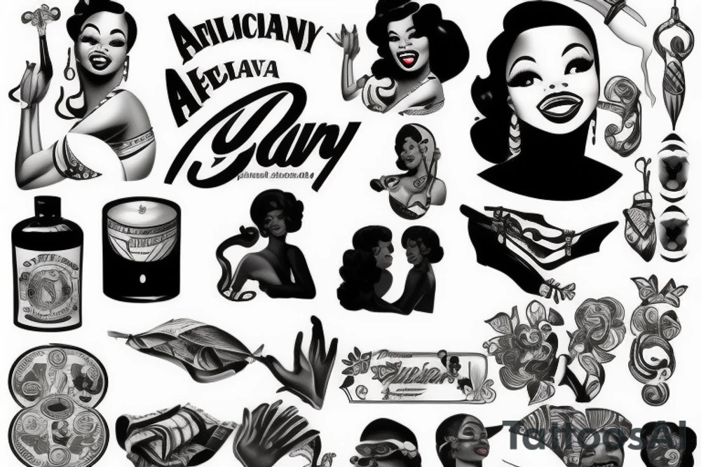 african american  navy pinup girl tattoo idea