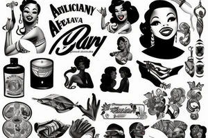 african american  navy pinup girl tattoo idea