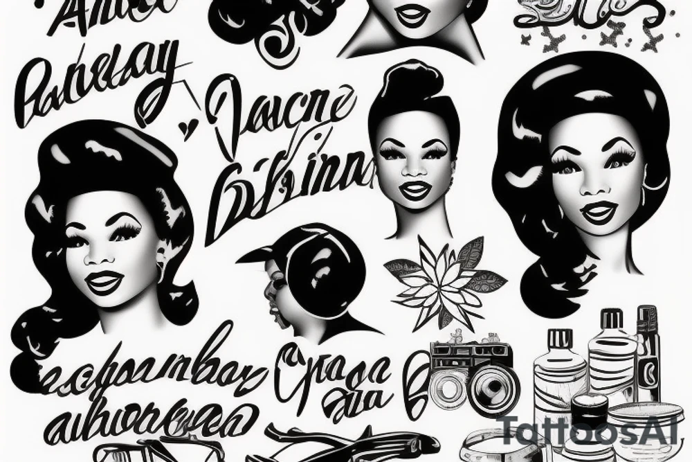 african american  navy pinup girl tattoo idea