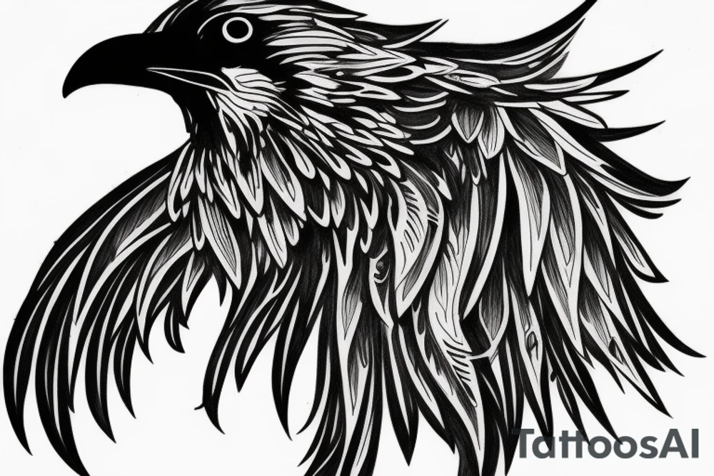 a raven covering a small bird with its wing tattoo tattoo idea