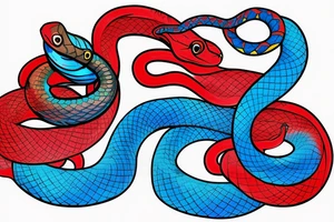 neo-traditional snake red blue bright colors neon tattoo idea