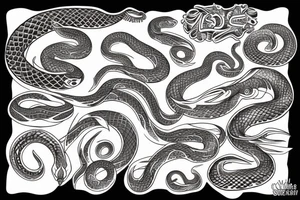 neo-traditional snake tattoo idea