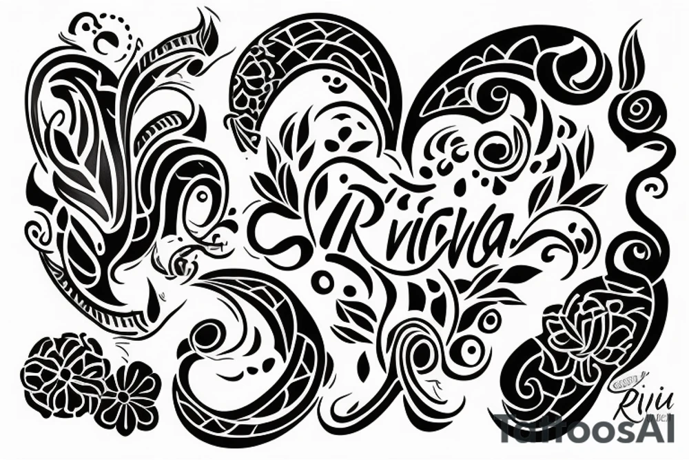 Design incorporating my wife and daughter name. Riva and Rashmi tattoo idea