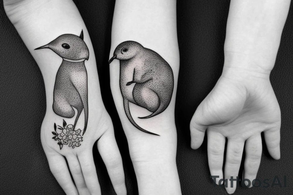 Shrew holding bouquet tattoo idea