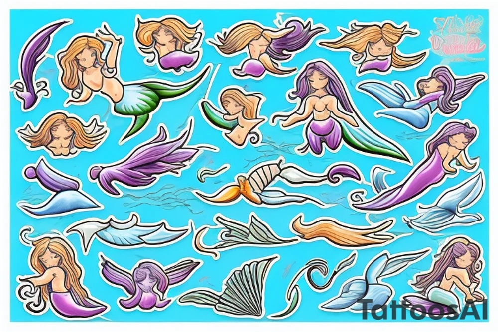 sky angels mermaid tattoo idea