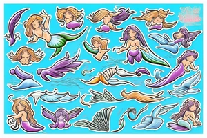 sky angels mermaid tattoo idea