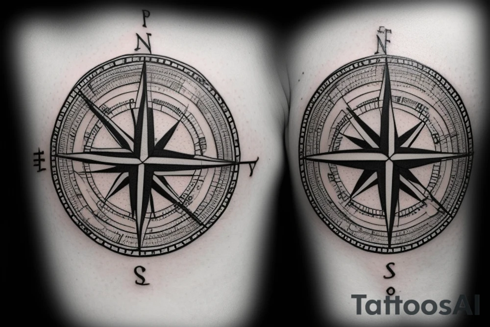 Compass letters inside of clock with baby’s breathe around it tattoo idea Compass letters inside of clock with baby’s breathe around it tattoo idea