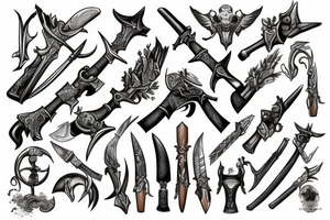 Valkarie with weapons tattoo idea