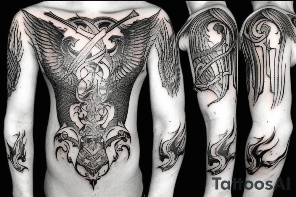 Sword with flames tattoo idea