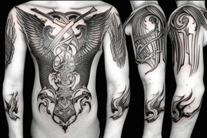 Sword with flames tattoo idea