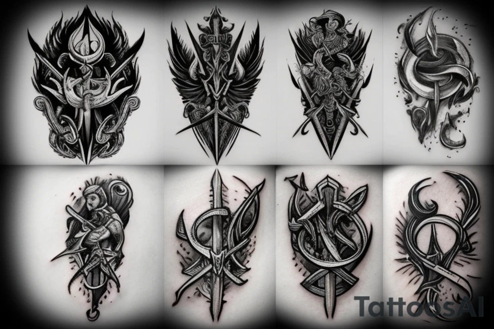 Sword with flames tattoo idea