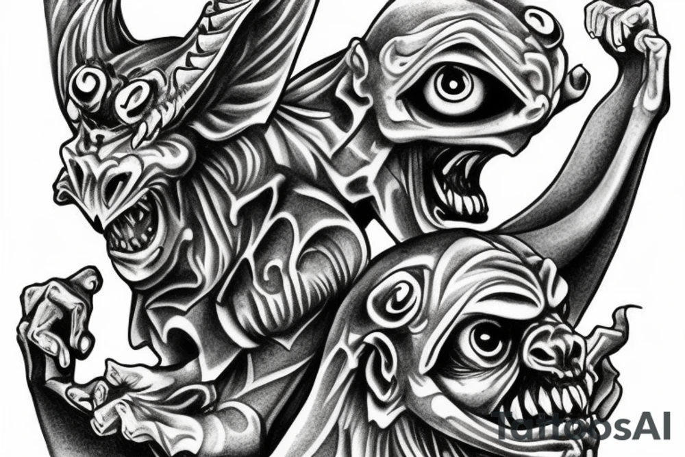 Gargoyle see no evil hear no evil speak no evil tattoo idea Gargoyle see no evil hear no evil speak no evil tattoo idea