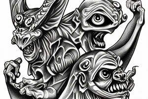 Gargoyle see no evil hear no evil speak no evil tattoo idea