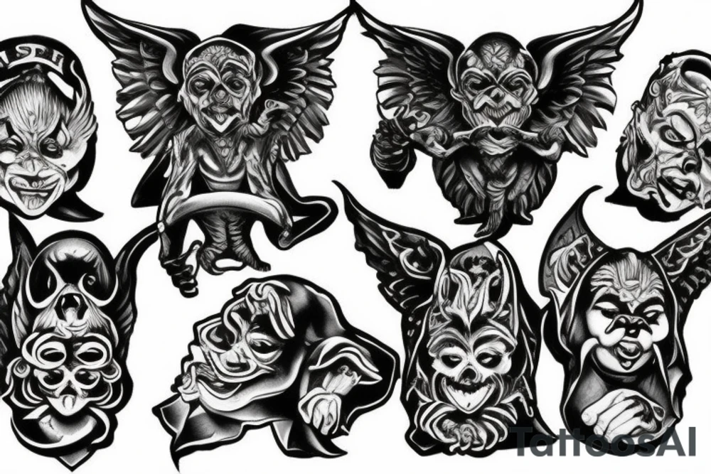 Gargoyle see no evil hear no evil speak no evil tattoo idea Gargoyle see no evil hear no evil speak no evil tattoo idea