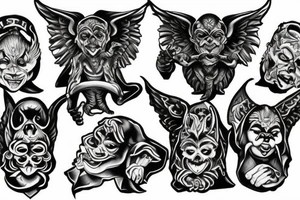 Gargoyle see no evil hear no evil speak no evil tattoo idea