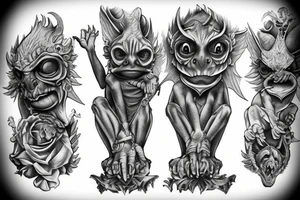 Gargoyle see no evil hear no evil speak no evil tattoo idea