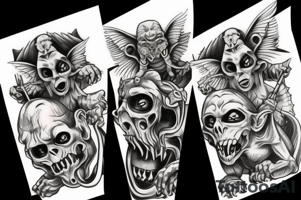 Gargoyle see no evil hear no evil speak no evil tattoo idea