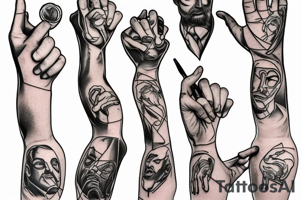 The creation of Adam hands, both holding glasses of whiskey tattoo idea