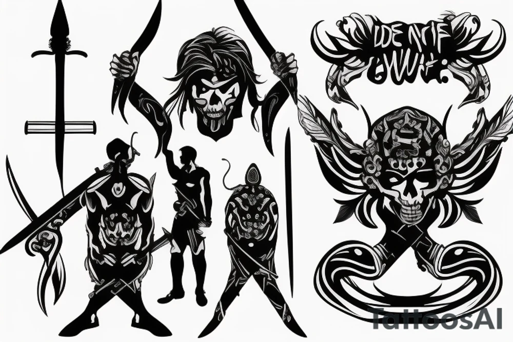 One day you will die man with sword tattoo idea