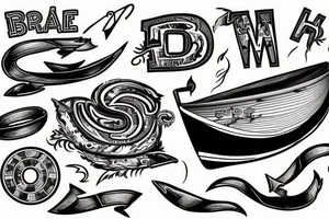 Draw a boat using the letters TOBA tattoo idea