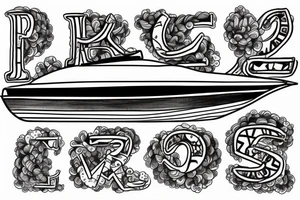 Draw a boat using the letters TOBA tattoo idea