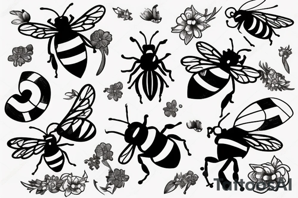 bee playing piano tattoo idea