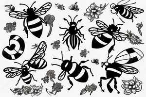 bee playing piano tattoo idea