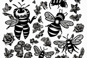 bee playing piano tattoo idea