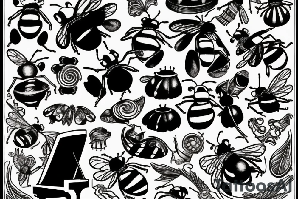 bee playing piano tattoo idea