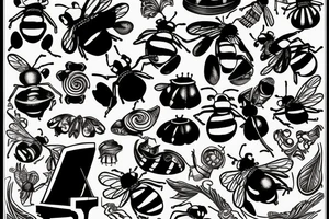 bee playing piano tattoo idea