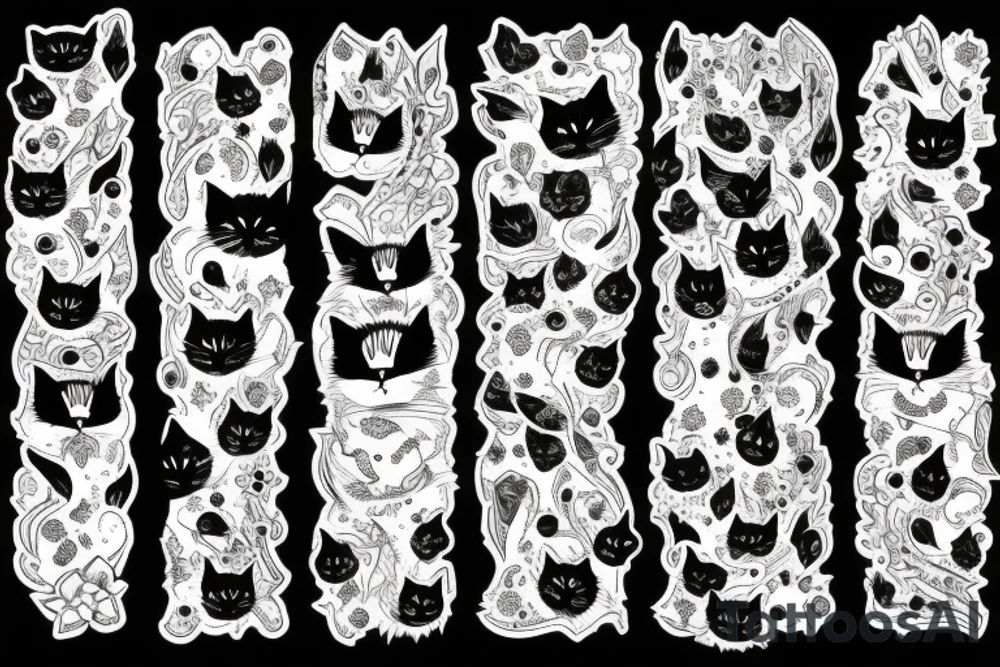 Black cat made of crystal tattoo idea